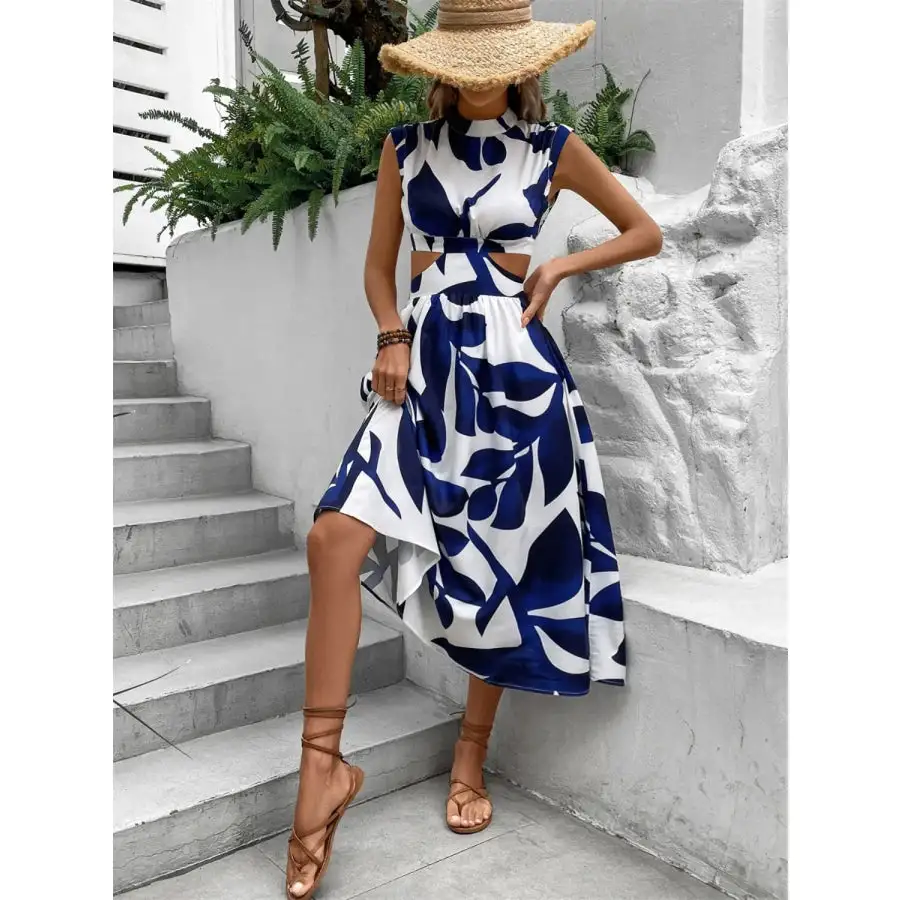 Cutout Cap Sleeve Midi Dress