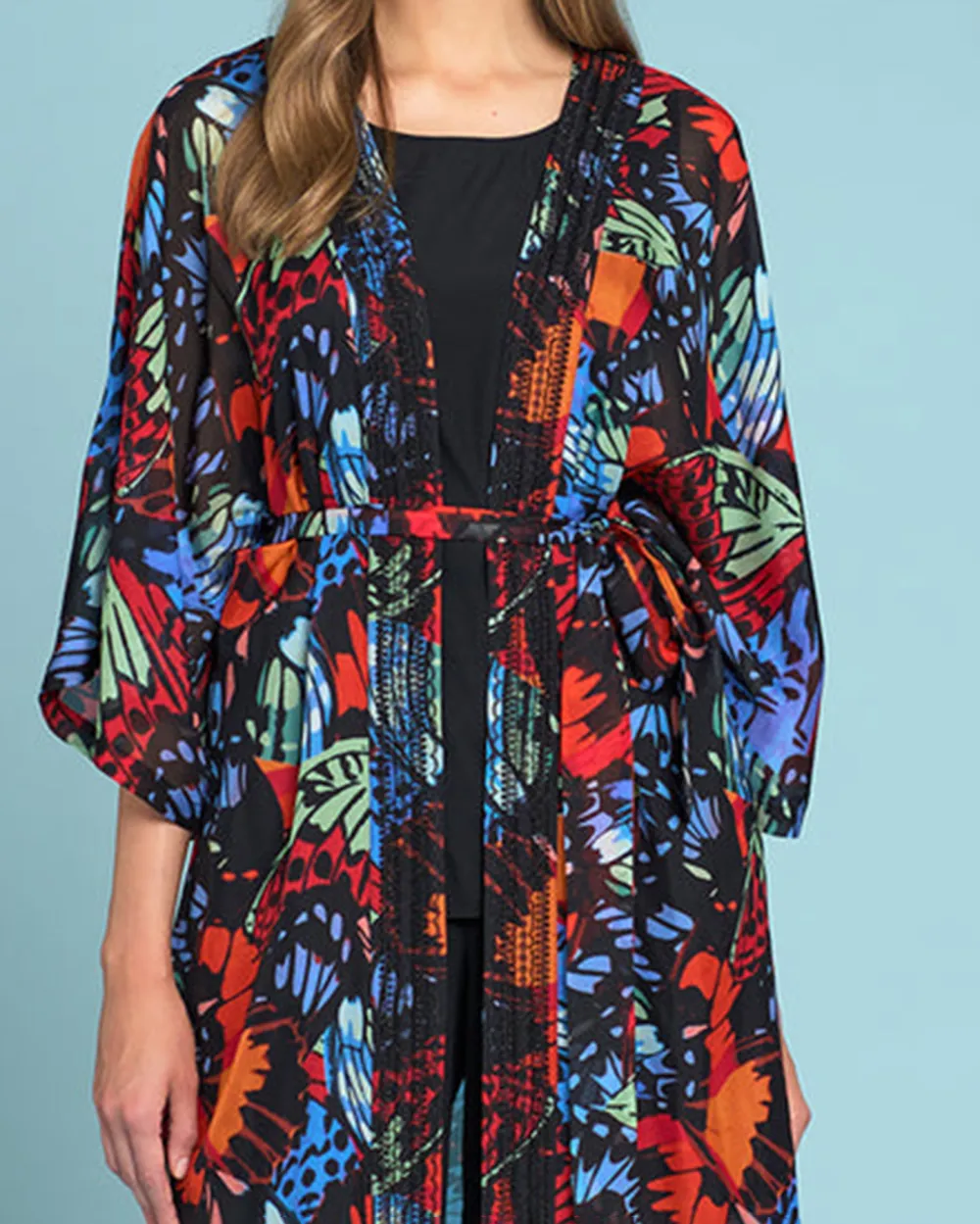 Floral Print Belted Duster Coat