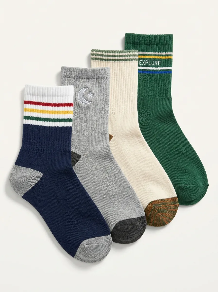 Striped Outdoor Adventure Men's Four-Pair Long Socks