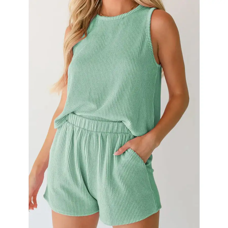Everyday Round Neck Sleeveless Top and Shorts Set