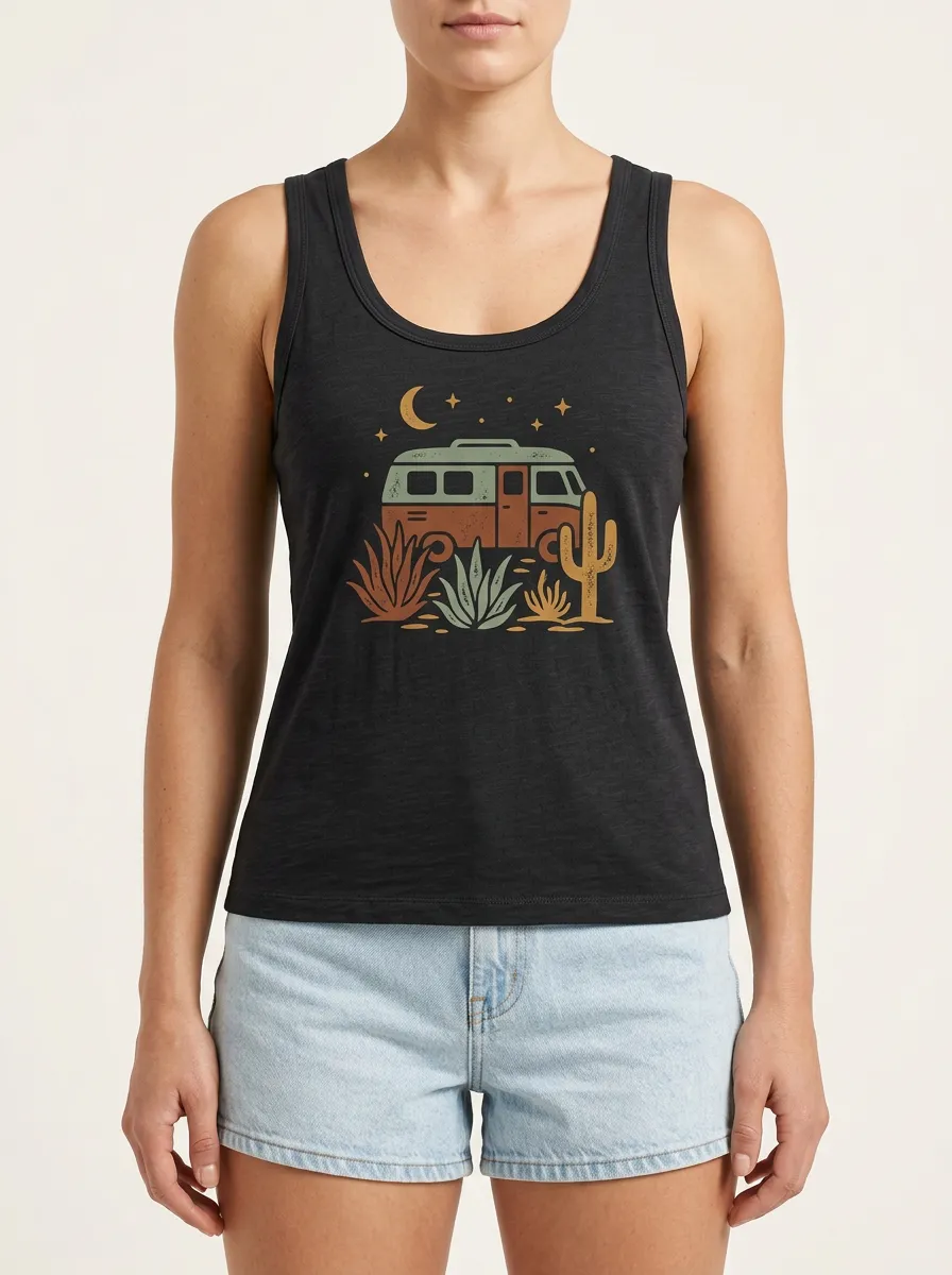 Cactus Desert-Van Built-In Bra Tank Top