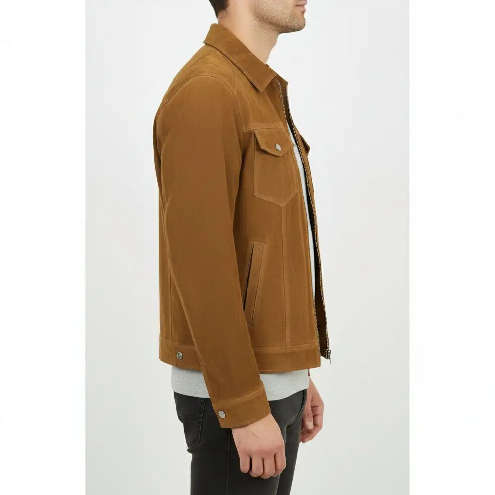 Rugged Suede Trucker Jacket
