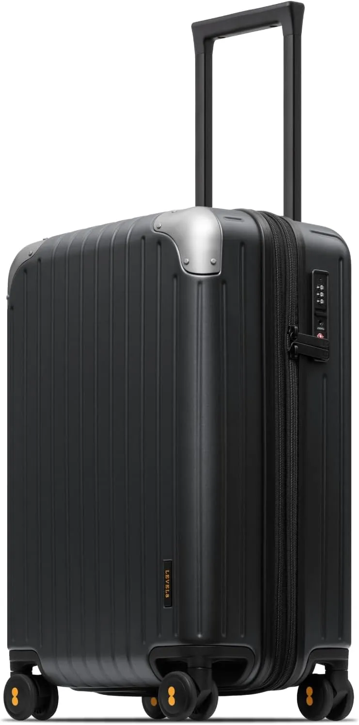 LEVEL8 Carry on Luggage Airline Approved Expandable Hardside Suitcase Black