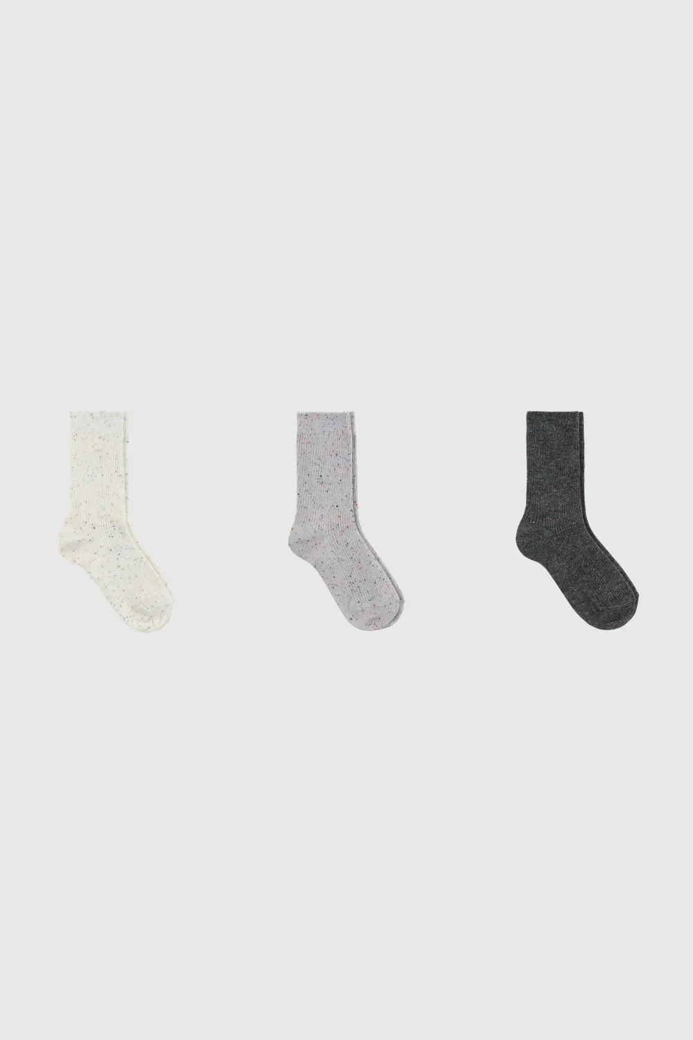Thin Ribbed Rainbow Fleck Socks - Three Pack