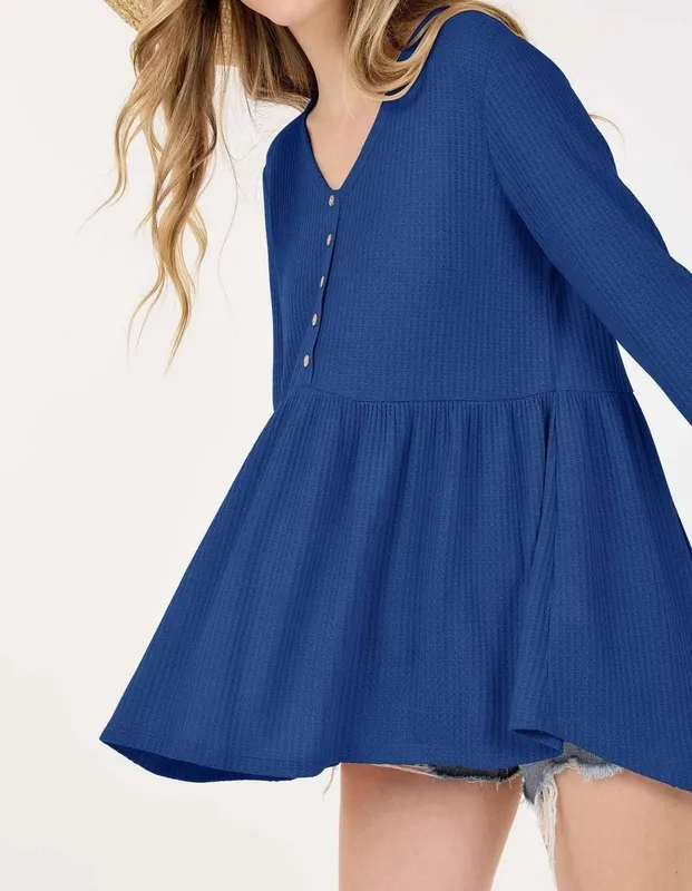 Long Sleeve Tunic Top With Buttons