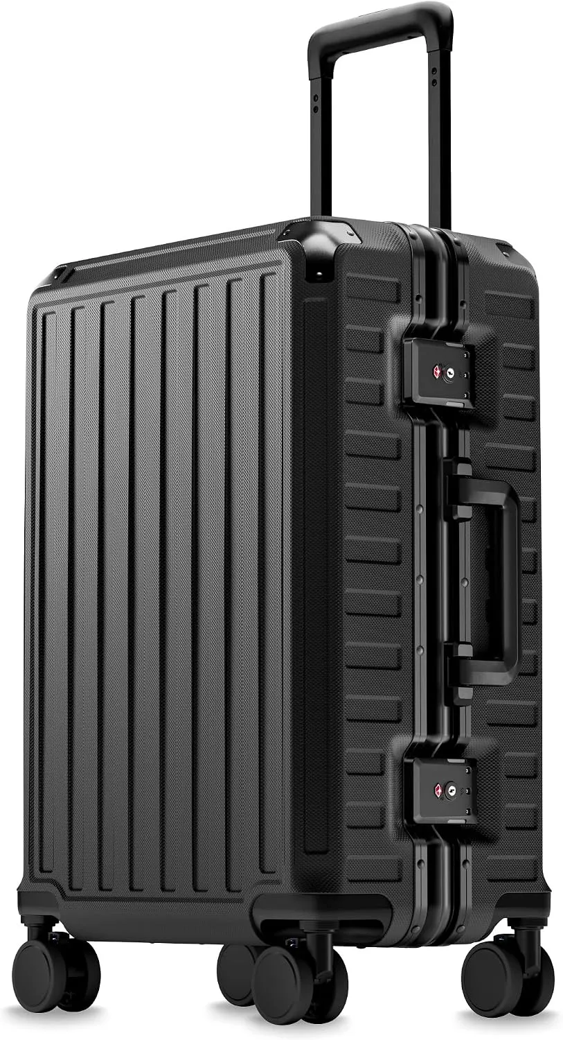 LUGGEX 28 Inch Zipperless Checked Luggage, Charcoal Metallic