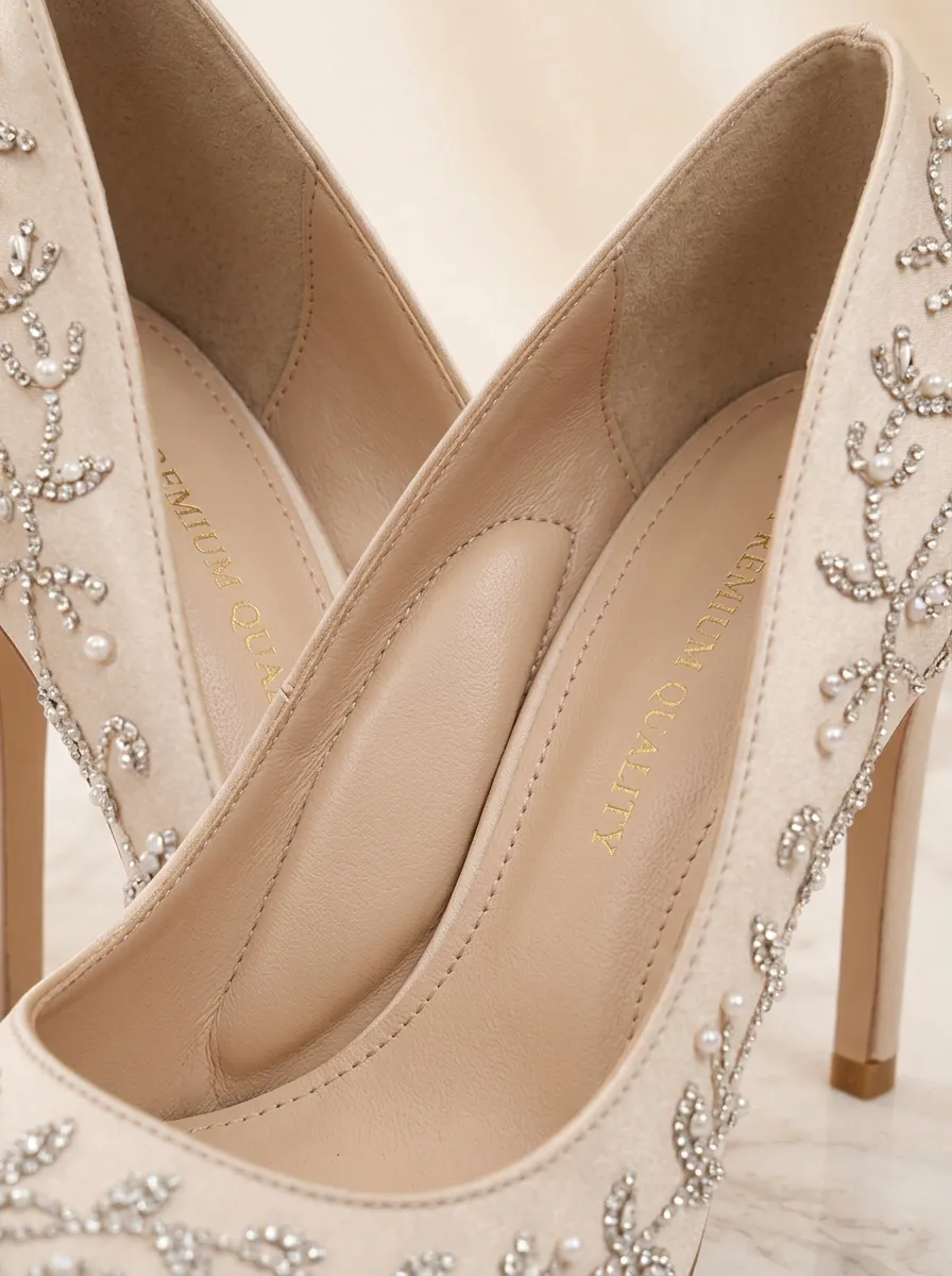 Rhinestone Pearl Floral Bridal Women's Formal High Heels