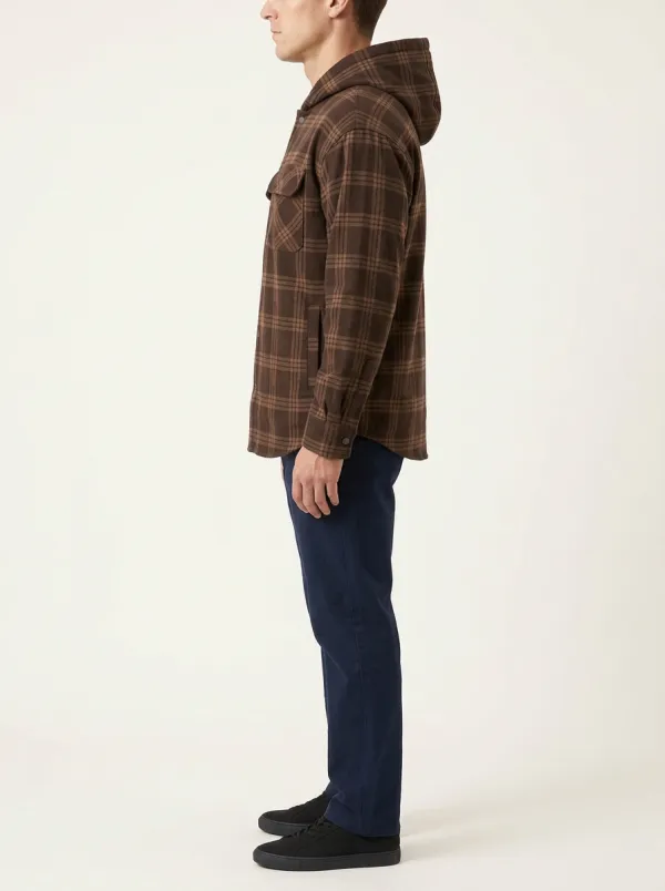 Men's Plaid Hooded Flannel Overshirt Jacket