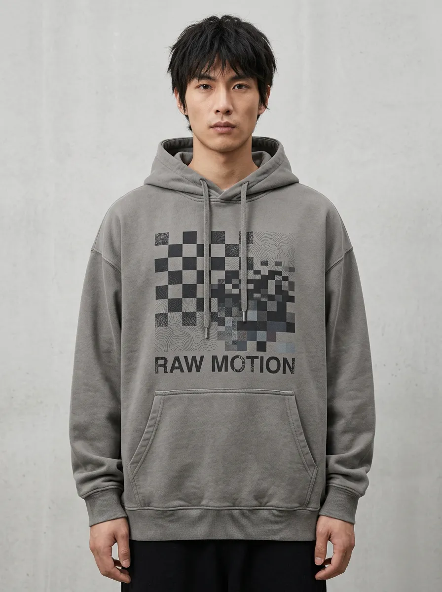 Streetwear Checkerboard Pixel Men's Graphic Hoodie