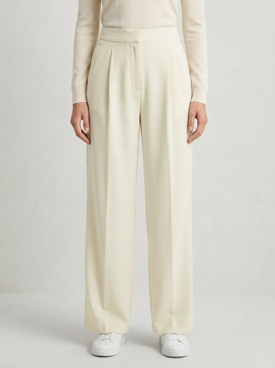 Classic Look Pleated Wide-Leg Trousers