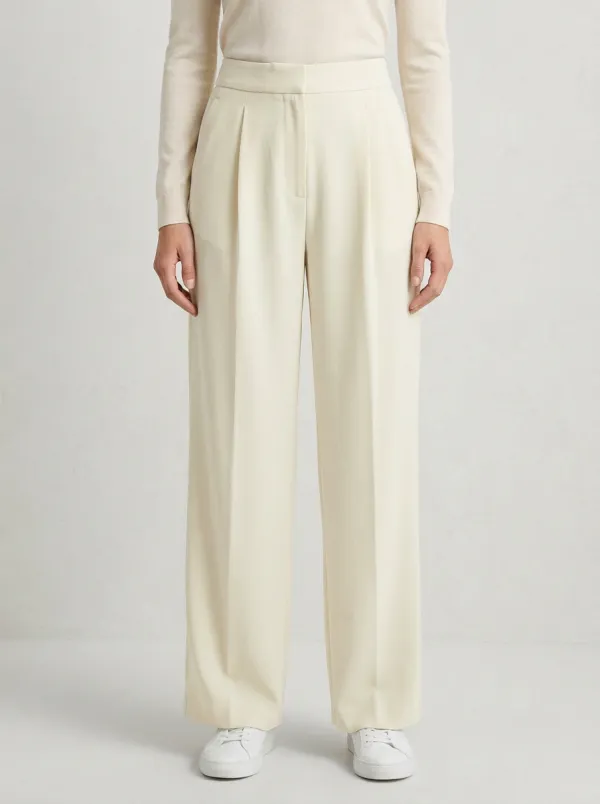 Classic Look Pleated Wide-Leg Trousers