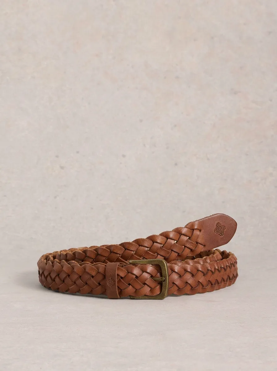 Men's Summit Brown Braided Leather Belt