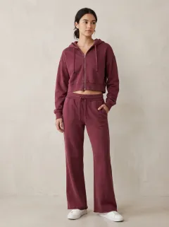 Women's Street Inspired Sport Inspired Cropped Hooded Jacket and Flare Pants Active Set