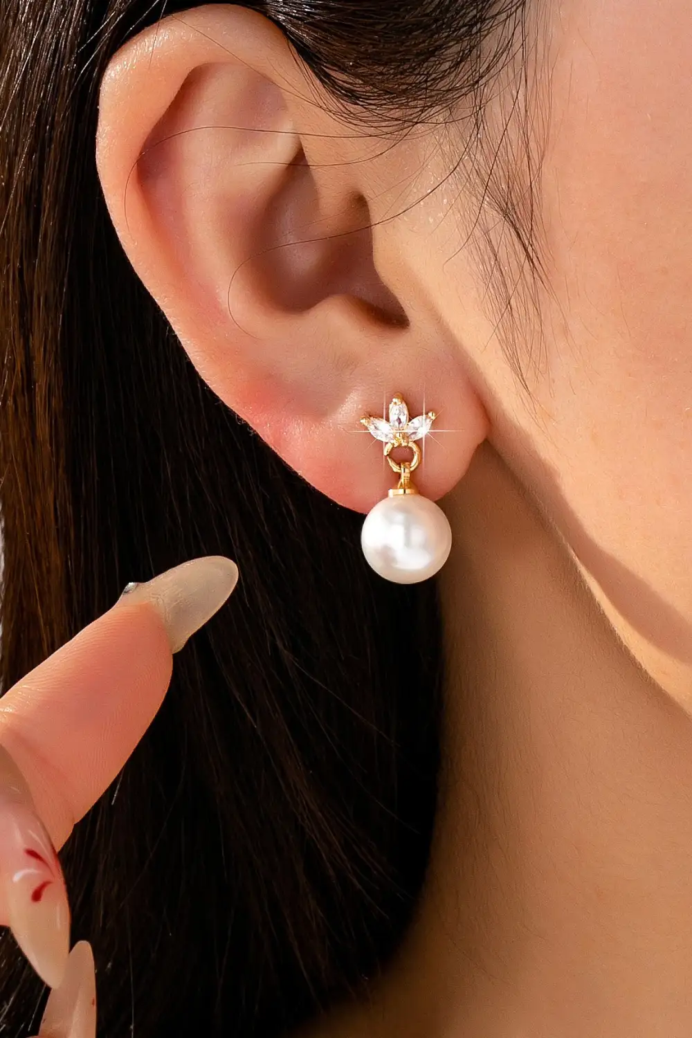 Crystal Floral Pearl Drop