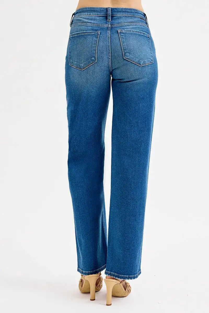 Mid Rise Distressed Denim Jeans