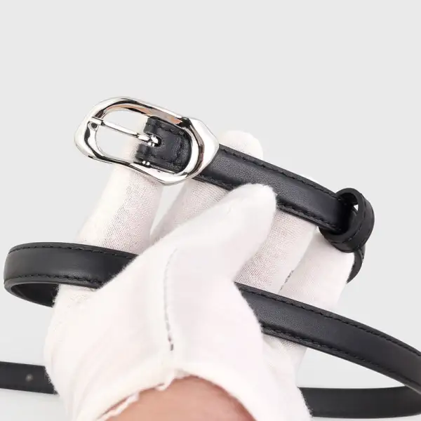 Leather Buckle Skinny Belt