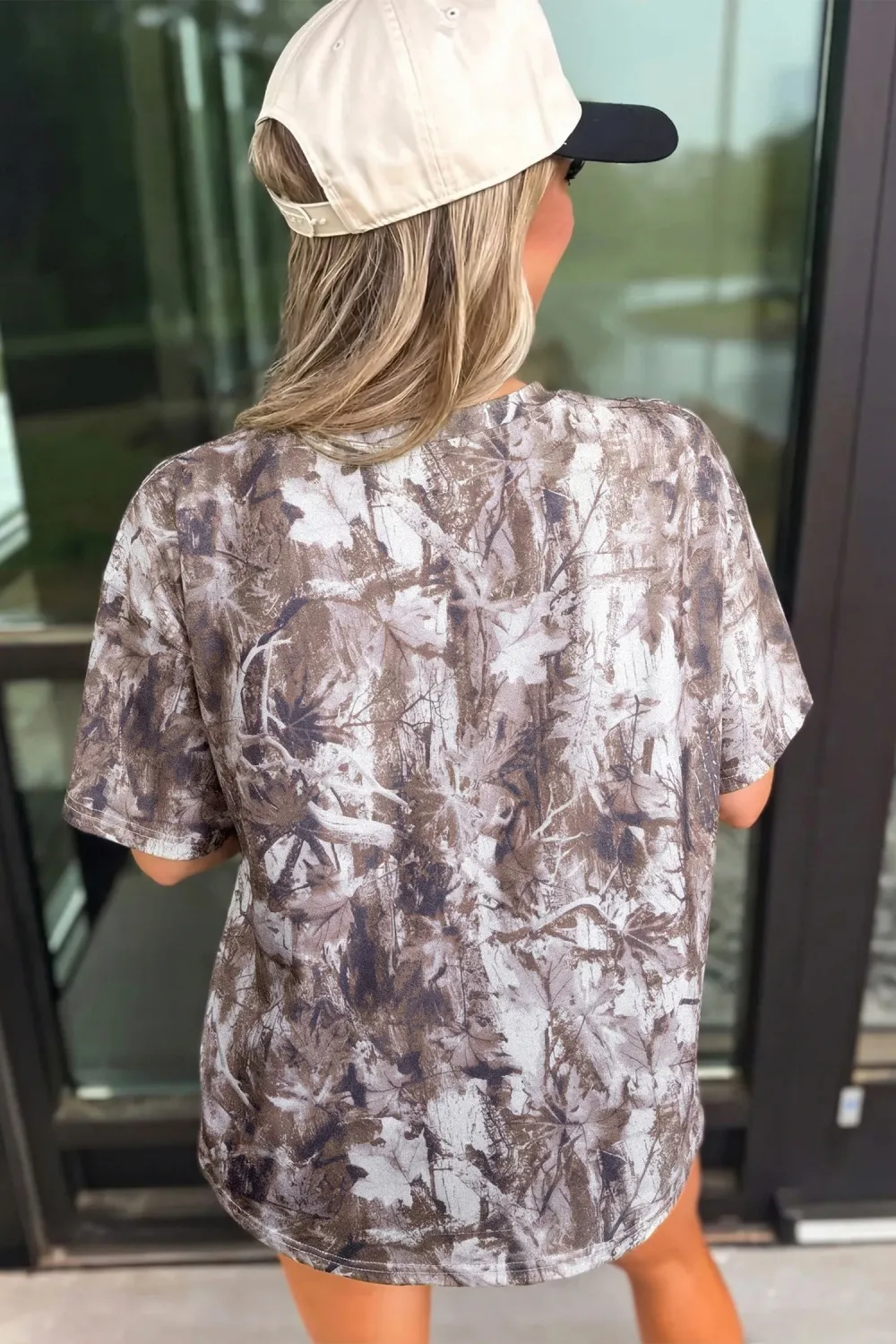 Khaki Camouflage Woodland Print Drop Tee