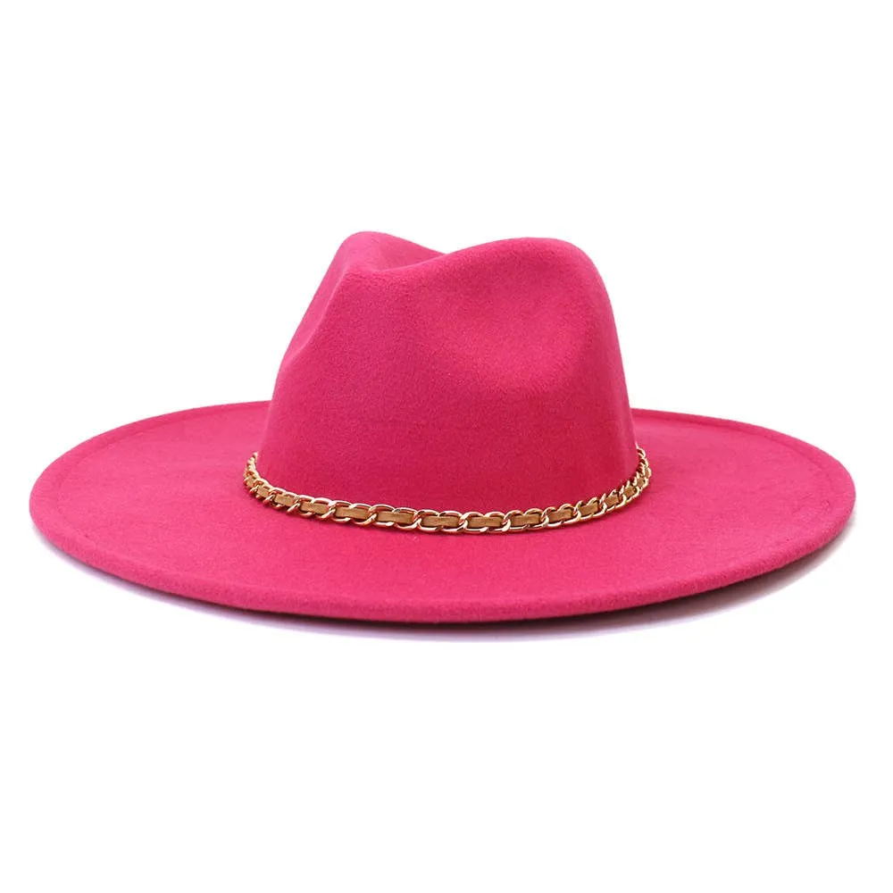 Camel Chain Big Brim Peach Heart Top Hat