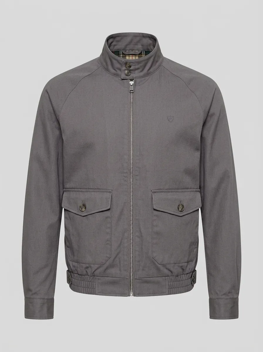 Men's Casual Minimalist Grey Stand Collar Zip-up Jacket