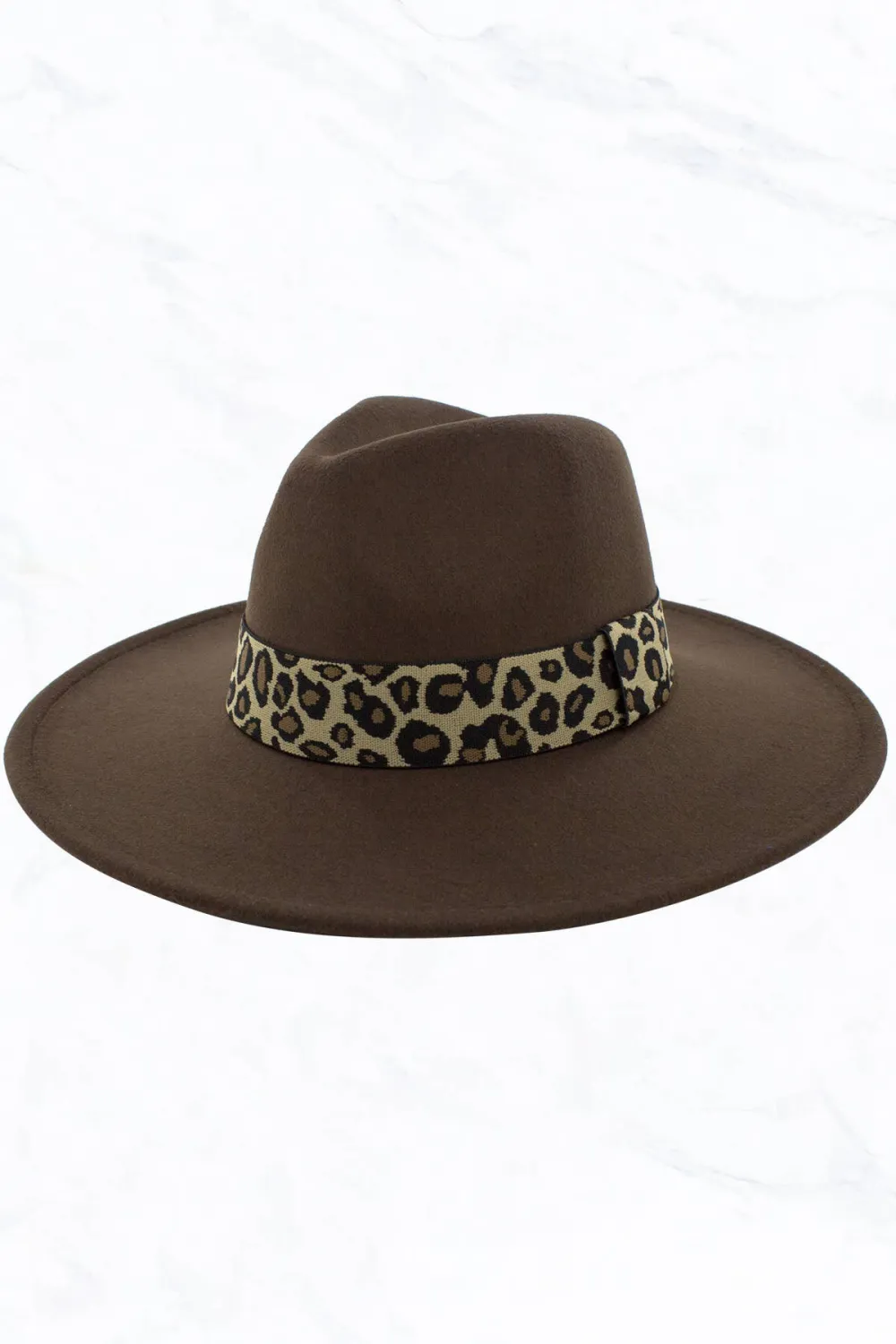 Big Brim Peach Heart Top Jazz Hat Wide Leopard Belt