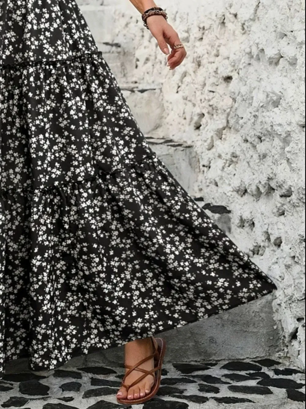 Everyday Tiered Floral Maxi Skirt