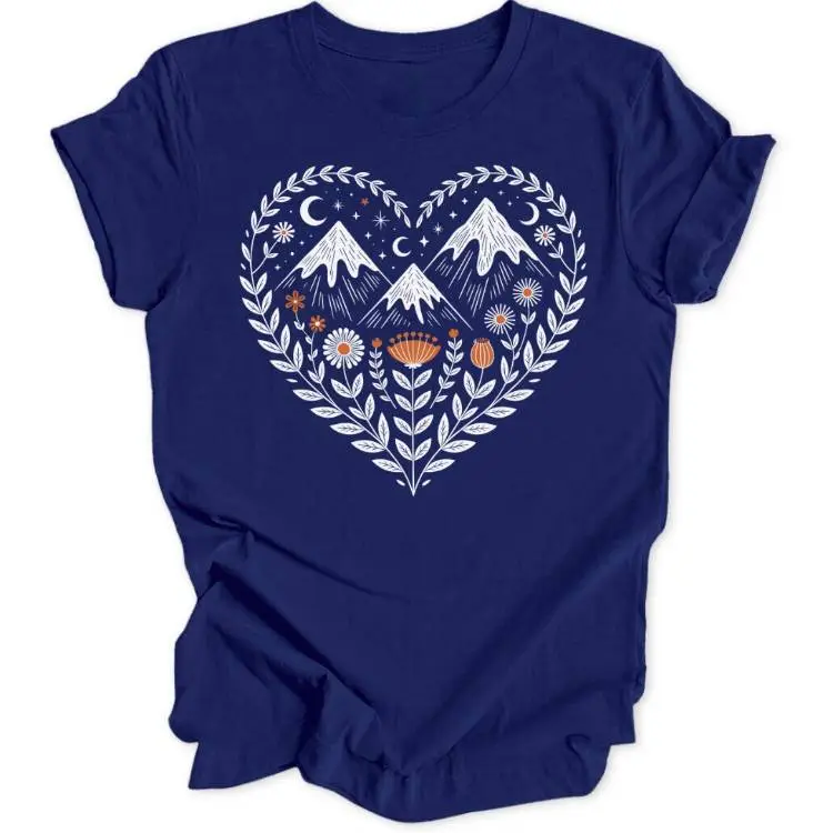 Mountain Flowers Heart Unisex T-Shirt