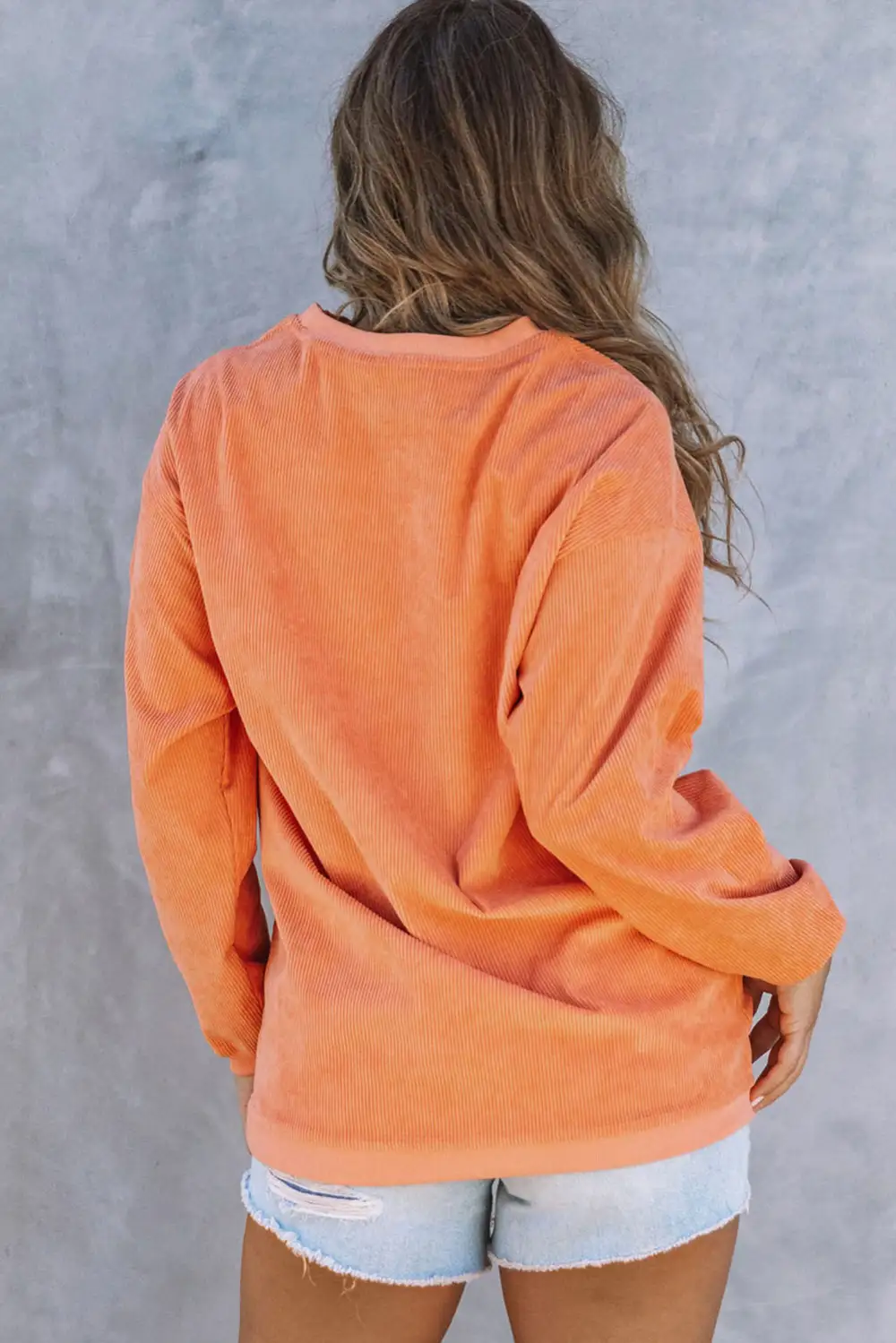 Spooky Season Ghost Print Ribbed Sweatshirt