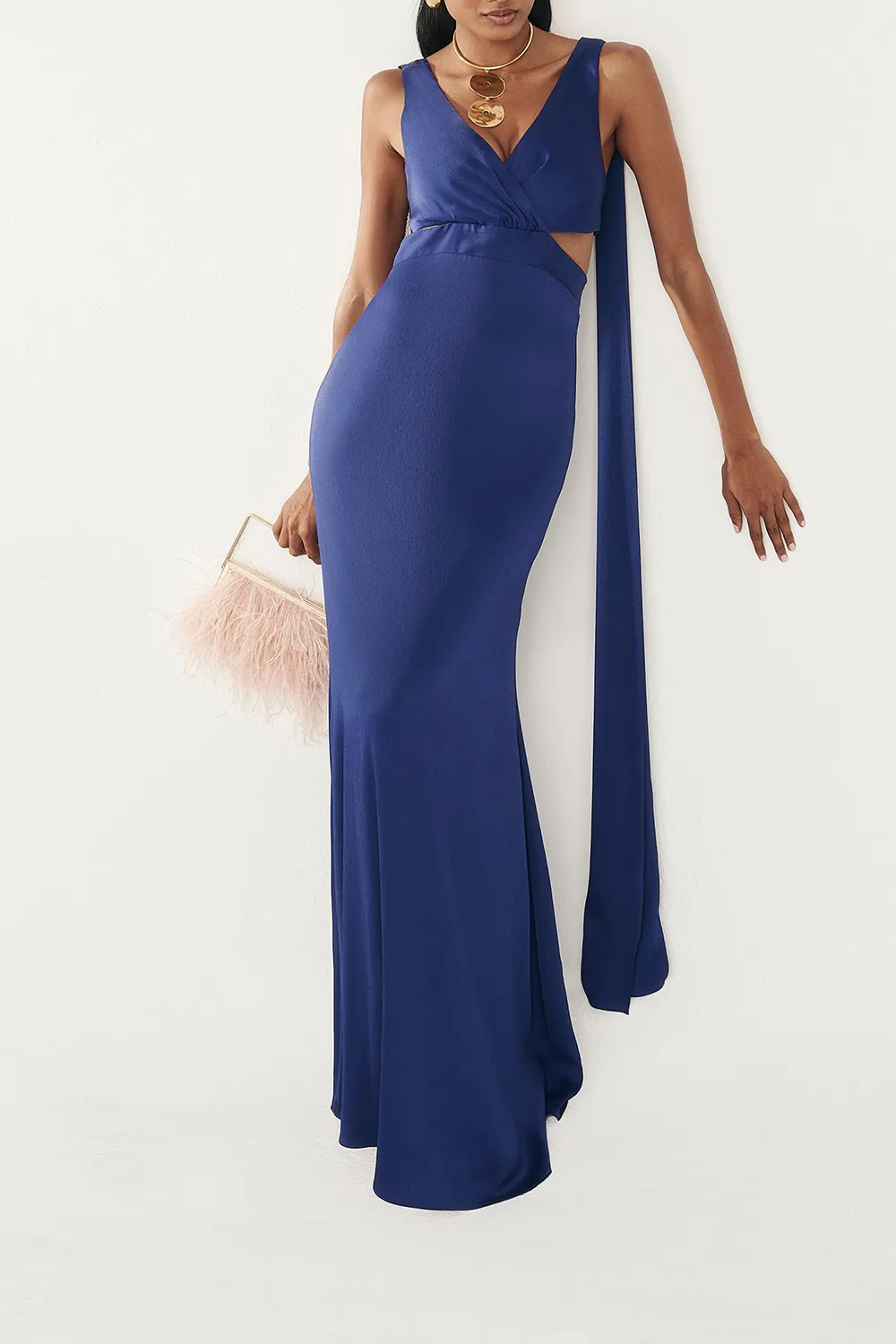 Women's V Neck Backless Dress