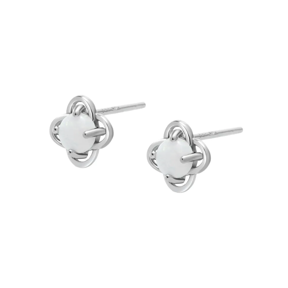 Opal Clover Stud Earrings
