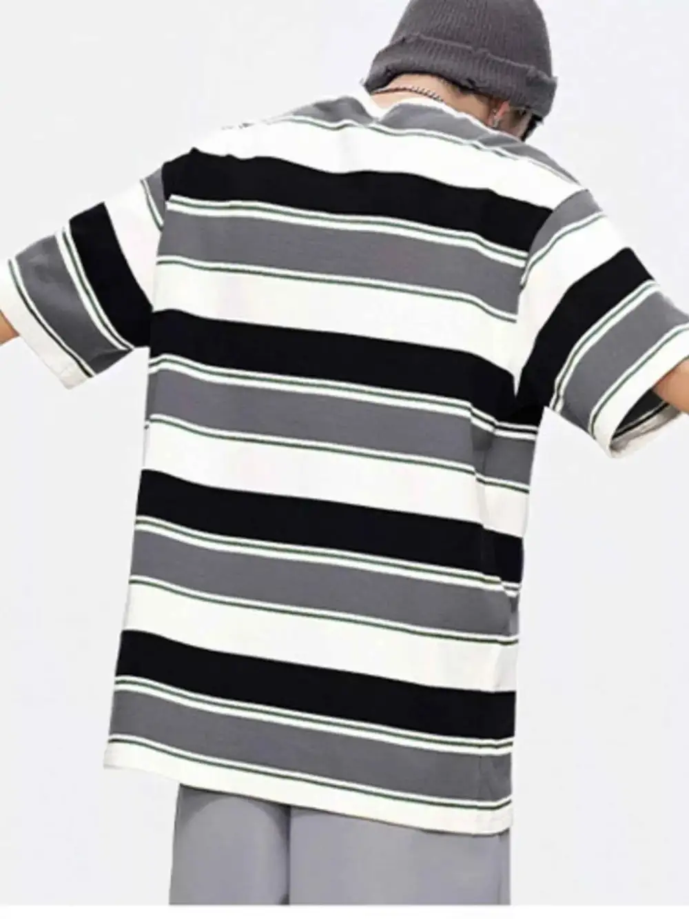 Striped Round Neck Oversized T-Shirt