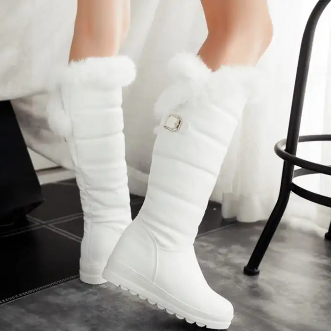Winter Faux Fur Warm Chunky Platform Knee-High Snow Boots