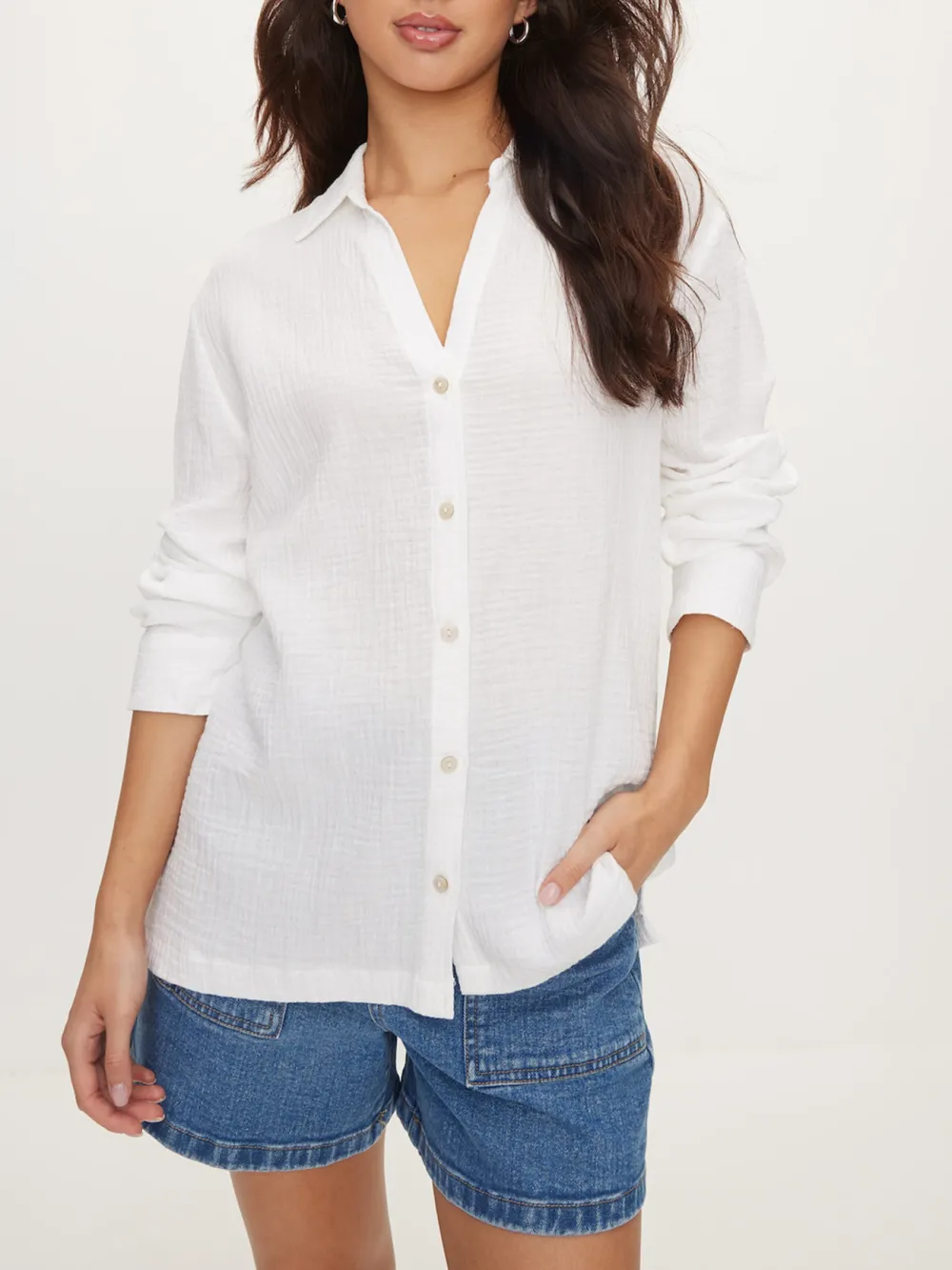 Solid Color Cotton Waffle Shirt