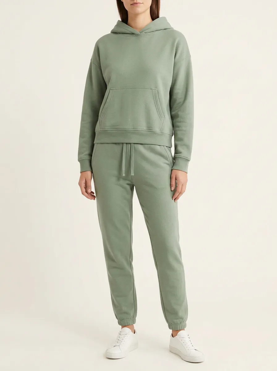 Women's Structured Drawstring-Free Hoodie and Tapered Jogger Set