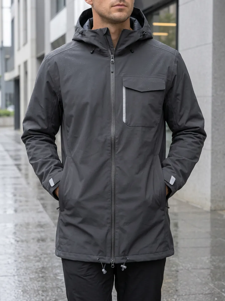 Men's Hooded Waterproof Jacket with a Hood