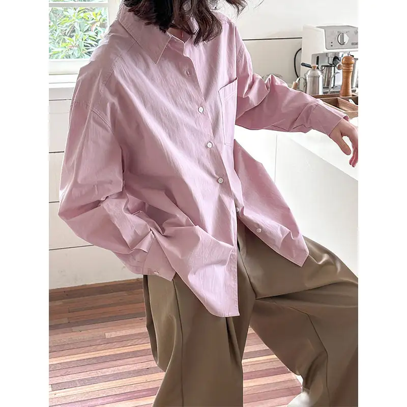 Loose Button Down Collar Long Sleeve Shirt