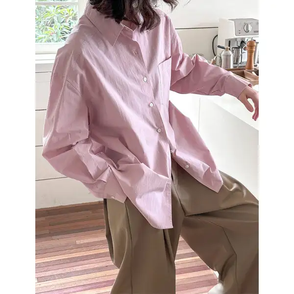 Loose Button Down Collar Long Sleeve Shirt