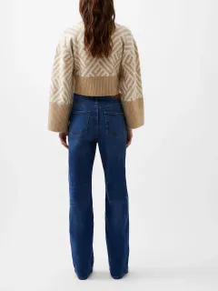Straight Slim Solid Color Denim Trousers