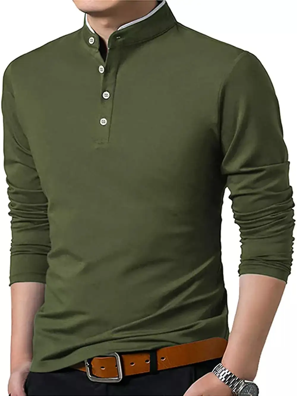 Refined Mandarin Collar Grandad Collar Polo Collar Polo Shirt