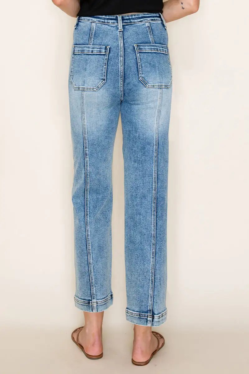High Rise Cropped Straight Jeans