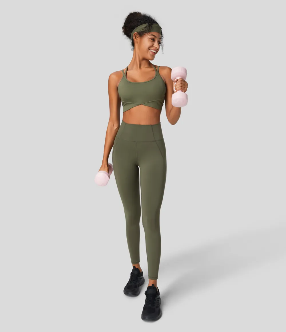 SpeedWave High Waisted Back Zip Pocket Contrast Mesh Quick Dry 7/8 Workout Leggings