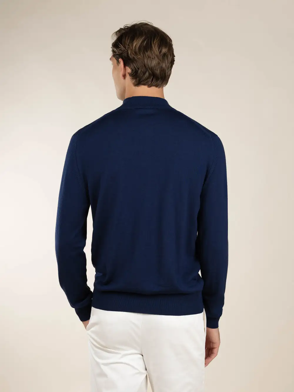 Zip Neck Sweater With Cashmere Merino Blend Detail And Zip Front Funnel Neck Knit Construction
