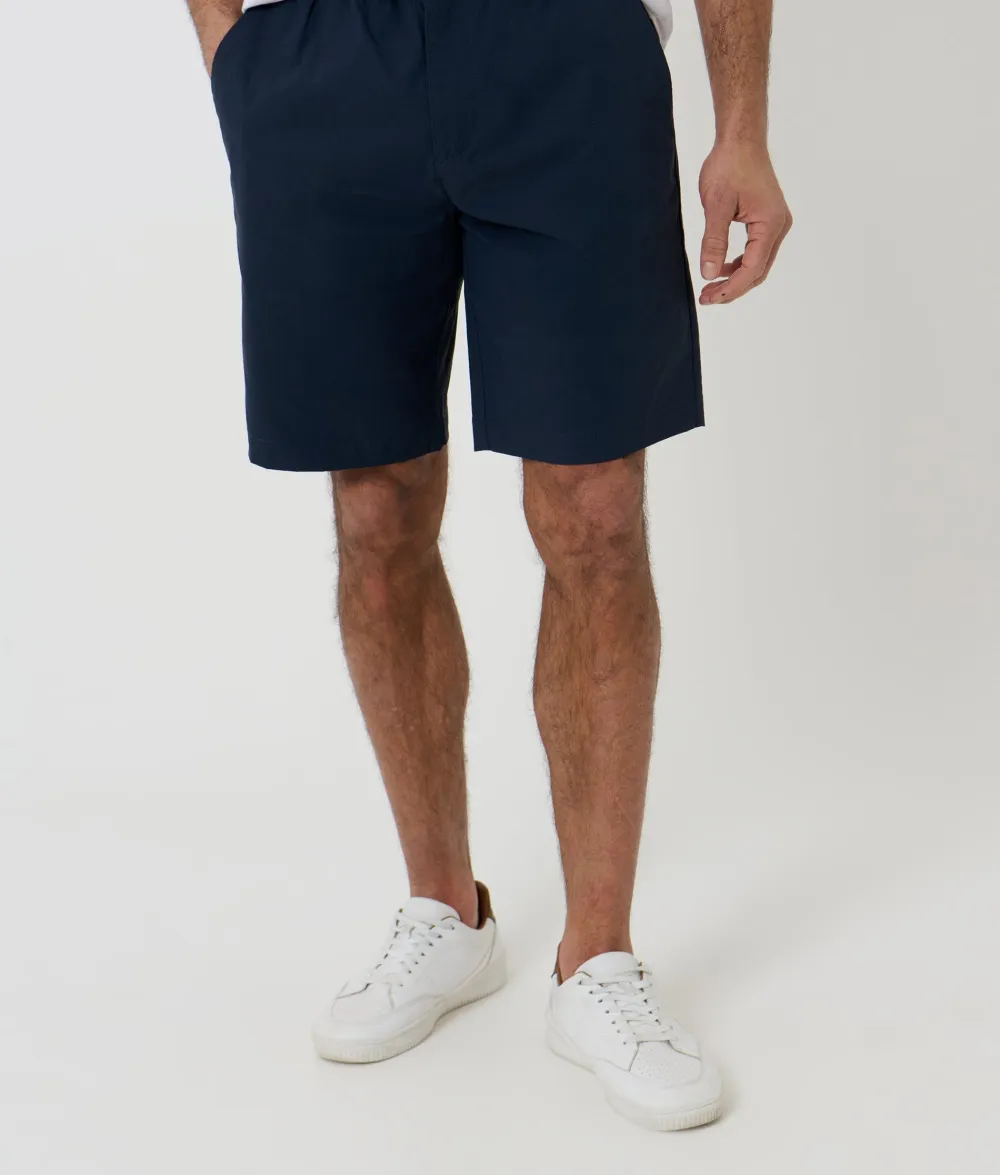 Men's Navy Regular-Fit Elastic-Waist Stretch Chino Shorts