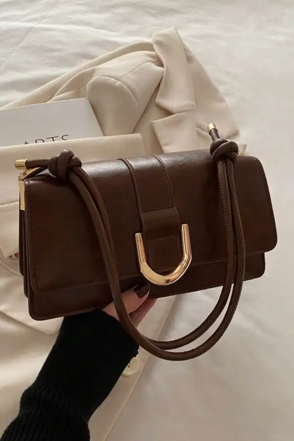 Small Square PU Leather Crossbody Bag – Colorful Detail & Anti-Theft Flap Closure