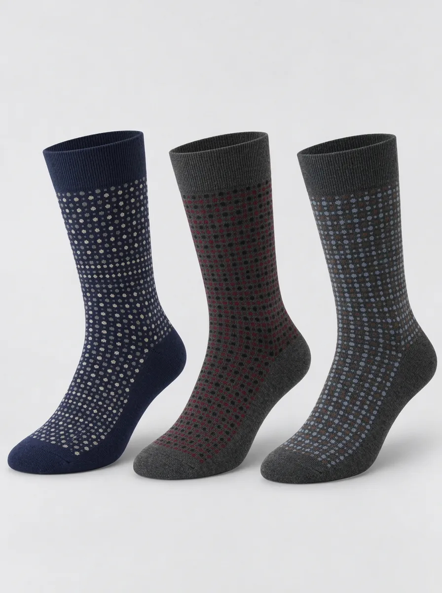 Men's Geometric Ribbed Crew Socks 3-Pack