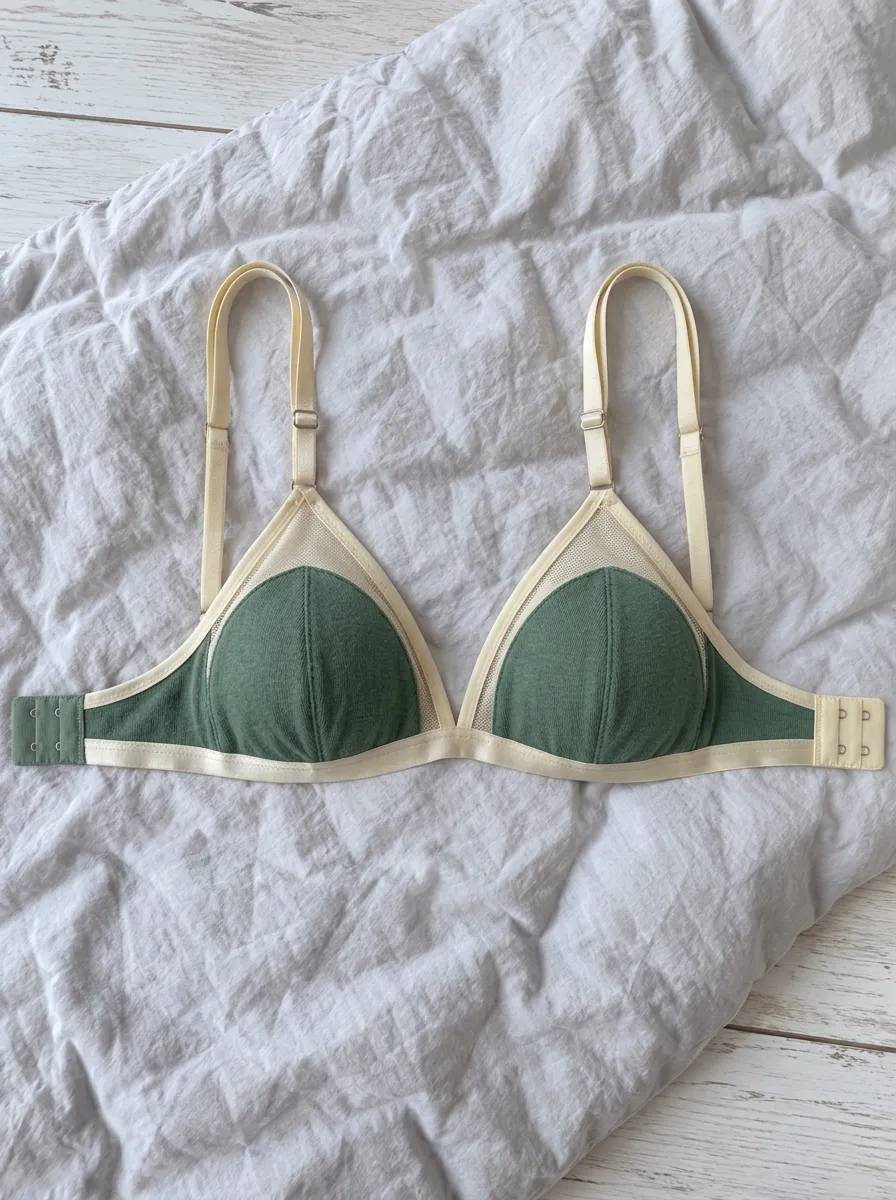 Women's Sage Green Mesh Contrast Color Bralette Bra