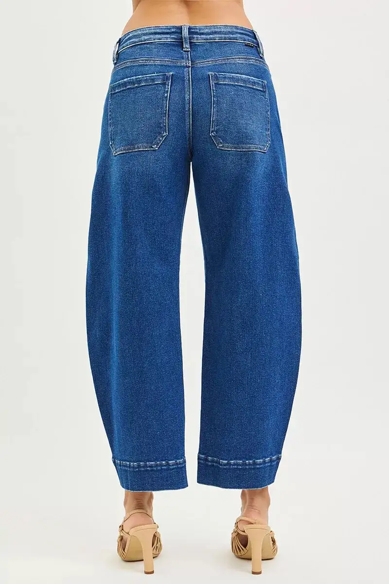 Mid Rise Barrel Leg Jeans