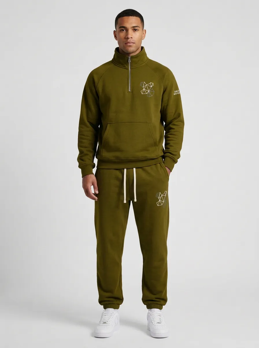 Men's Classic Geometric Pattern Print Jogger Set
