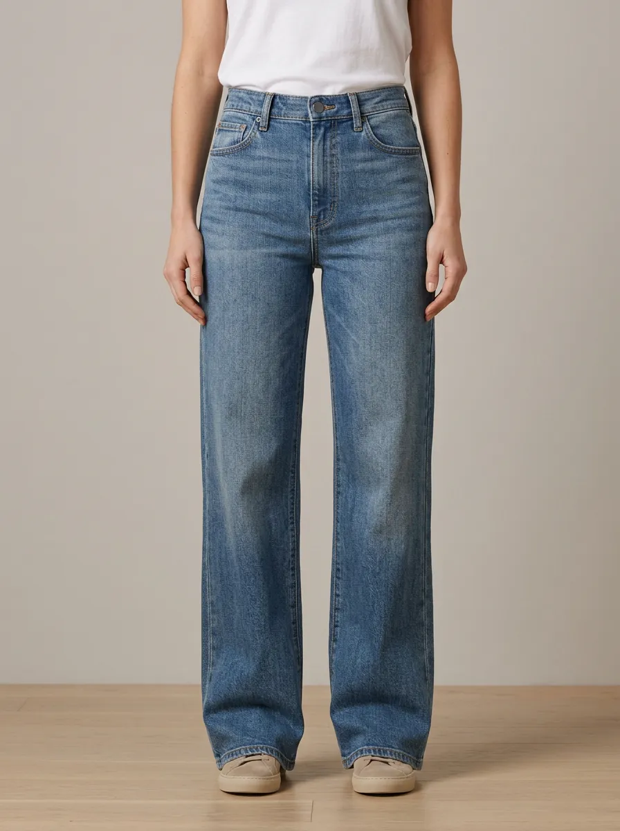 Polished Wide-Leg Denim Denim Jeans