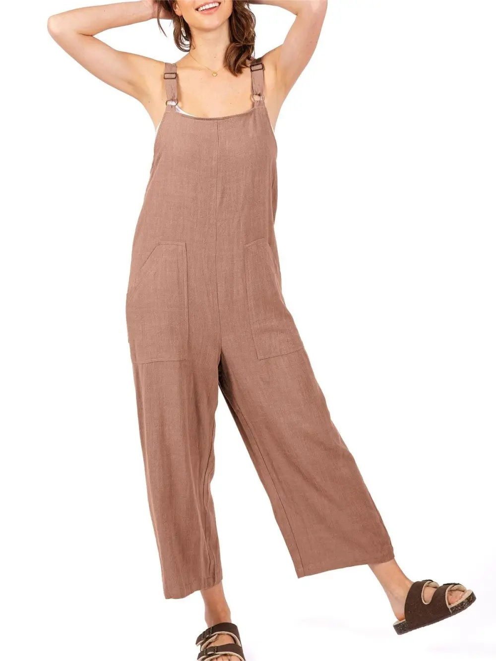 Crop Wide-Leg Linen Jumpsuit