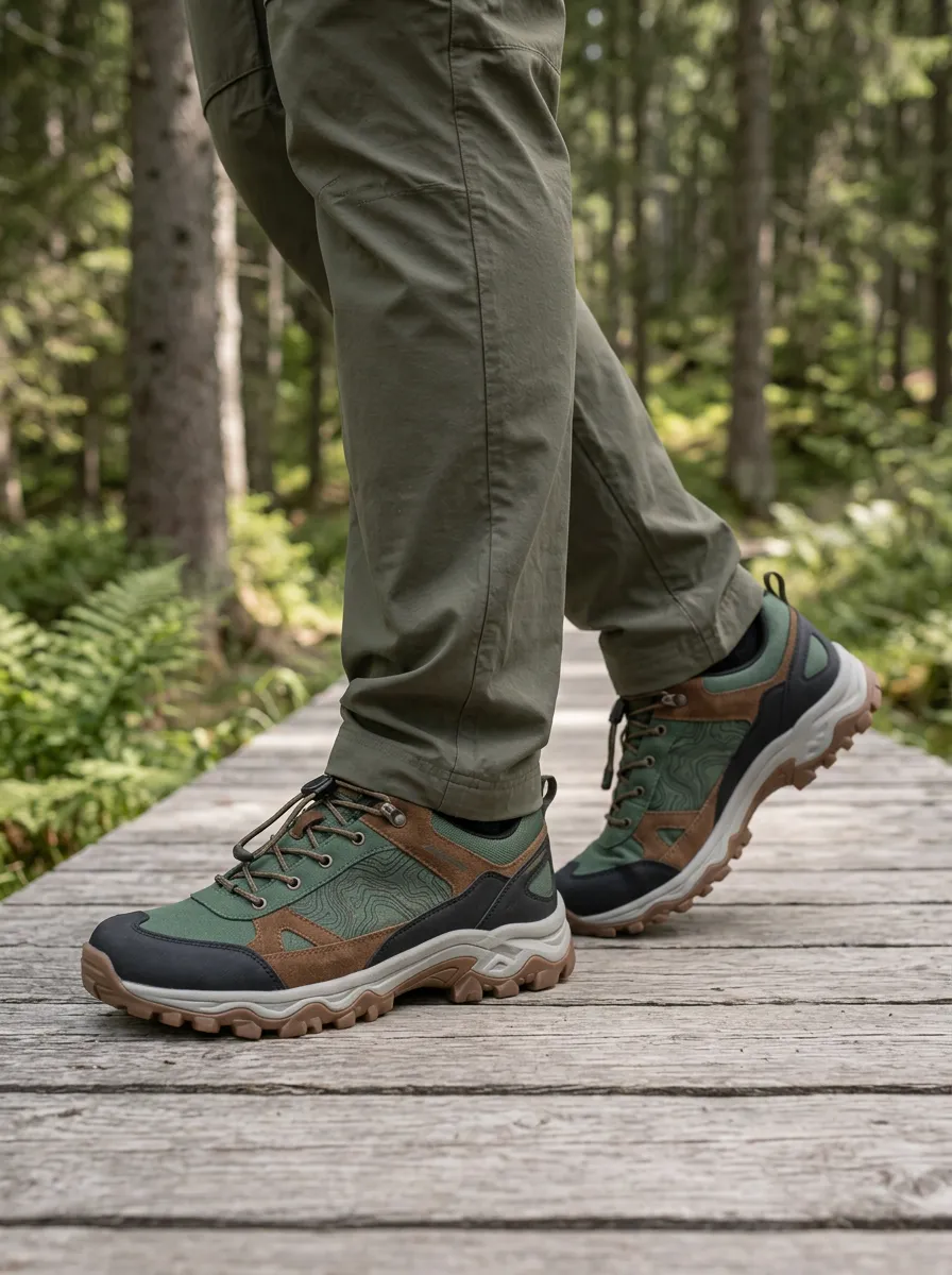 Men's Hiking Topographic Map Printed Trekking Shoes